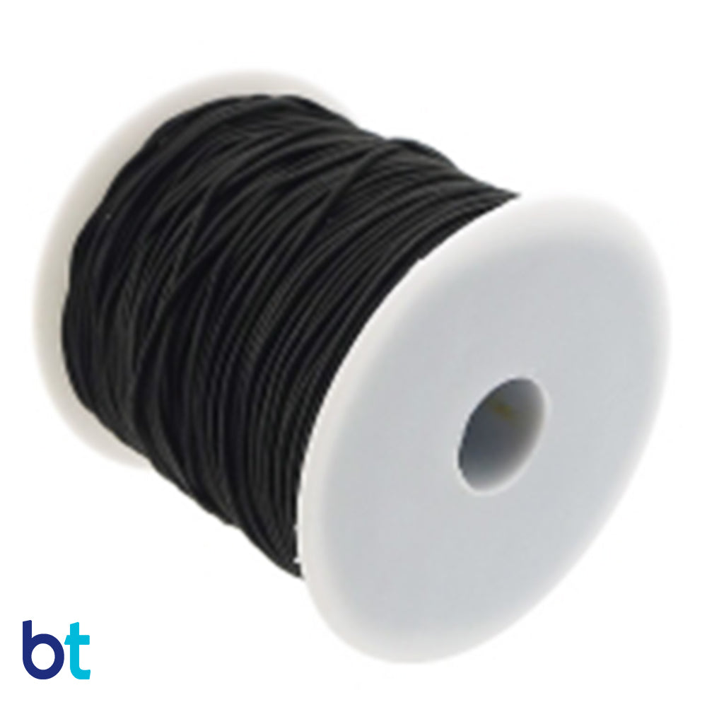 Black 1mm Round Elastic Cord (65m)